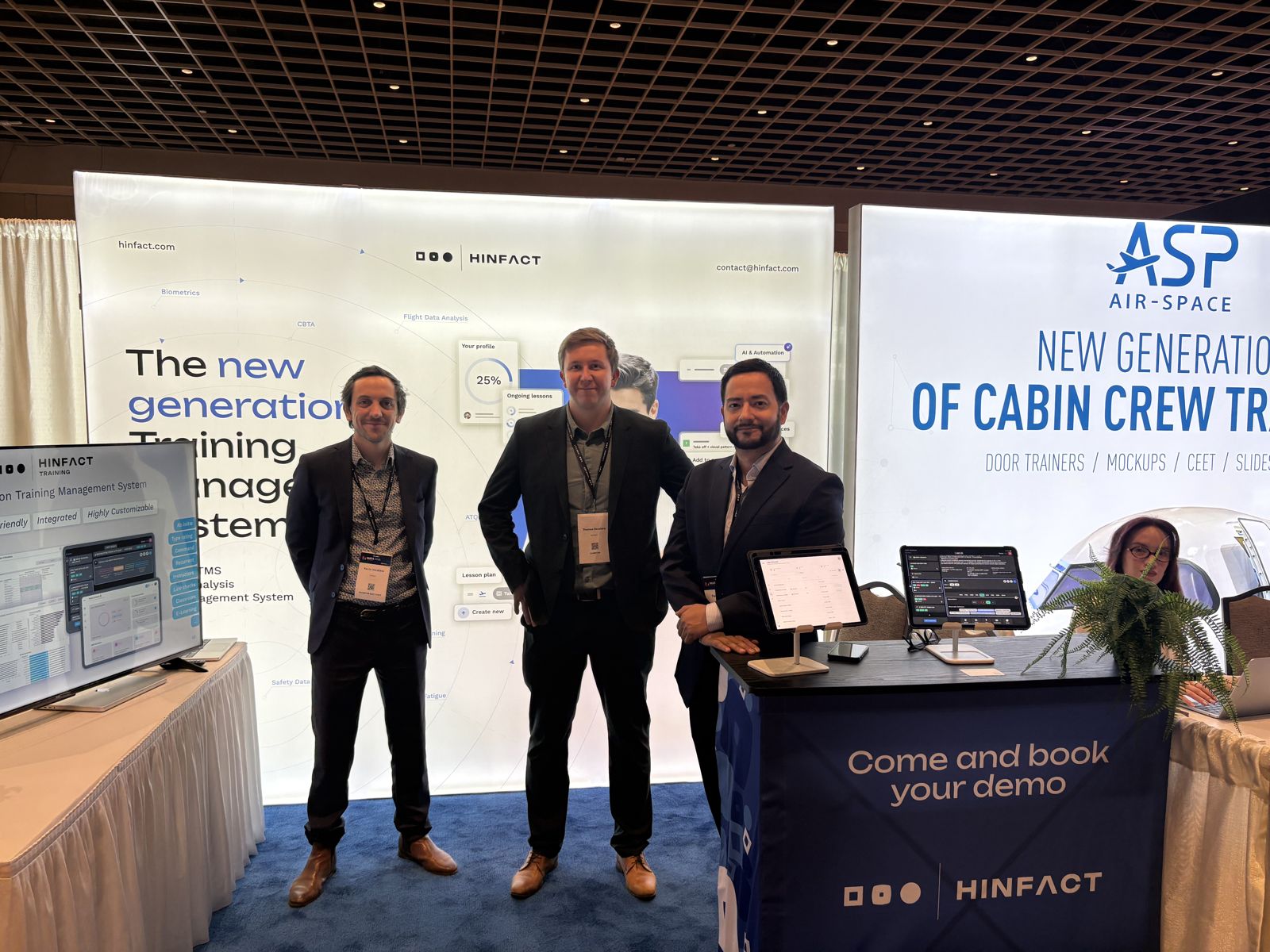 Thomas, Kévin and Paulo on the Hinfact booth at WATS 2026 in Orlando.